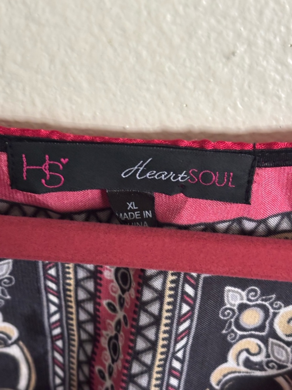 HeartSoul Y2K boho-print kimono-style top red and black smocked waist XL - Picture 2 of 4